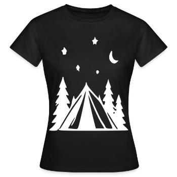 Camping sous tente dans la forêt nocturne - T-shirt Femme - noir - Devant - AI Model Female 172 dark (172cm)
