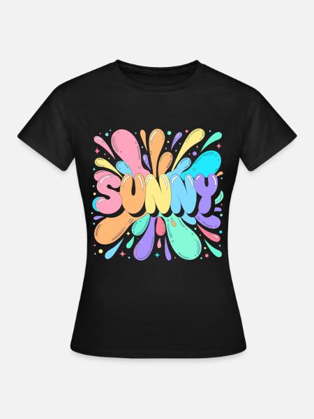 Sunny Splash Mehrfarbige Buchstaben - Frauen T-Shirt - Schwarz