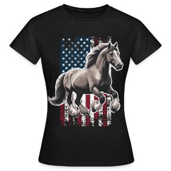 Belgian Draft US Belgisches Zugpferd - Frauen T-Shirt - Schwarz - Vorne - AI Model Female 172 dark (172cm)