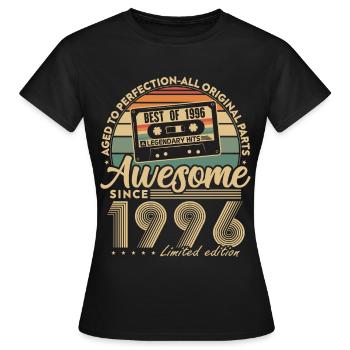 Cadeau d’anniversaire rétro vintage 1996 - T-shirt Femme - noir - Devant - AI Model Female 172 dark (172cm)