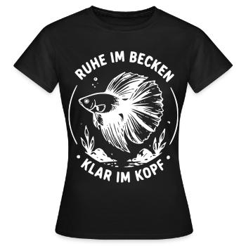 Ruhe im Becken, Klar im Kopf - Frauen T-Shirt - Schwarz - Vorne - AI Model Female 172 dark (172cm)