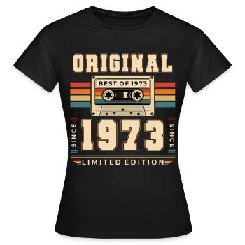 53e anniversaire Gift Man Cassette Best of 1973 - T-shirt Femme - noir - Devant - AI Model Female 172 dark (172cm)