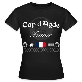 Cap d’Agde Frankreich Streetwear Reise Souvenir - Frauen T-Shirt - Schwarz - Vorne - AI Model Female 172 dark (172cm)