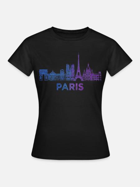 Paris Skyline Skizze - Frauen T-Shirt - Schwarz