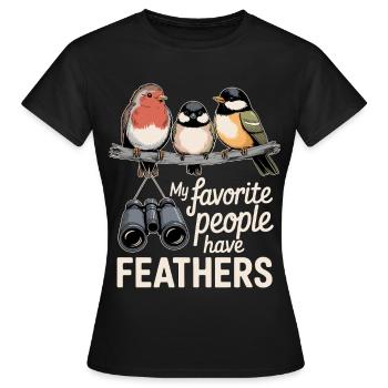 Mes personnes préférées ont des plumes - T-shirt Femme - noir - Devant - AI Model Female 172 dark (172cm)