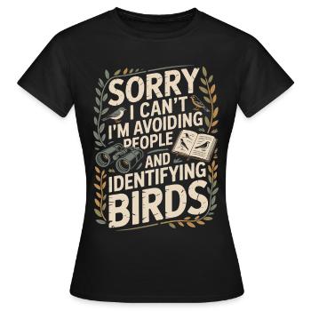 Vogelnerd: Ausweichen & Vögel erkennen - Frauen T-Shirt - Schwarz - Vorne - AI Model Female 172 dark (172cm)
