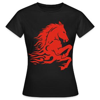 Fire Horse (Red) - Women's T-Shirt - black - Front - AI Model Female 172 dark (172cm)
