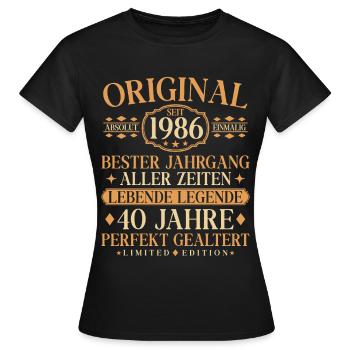 Vintage 1986 Jahrgang Geboren 40. Geburtstag - Frauen T-Shirt - Schwarz - Vorne - AI Model Female 172 dark (172cm)