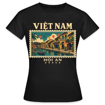 Vietnam und Hội An Vintage_Reisemarke - Frauen T-Shirt - Schwarz - Vorne - AI Model Female 172 dark (172cm)