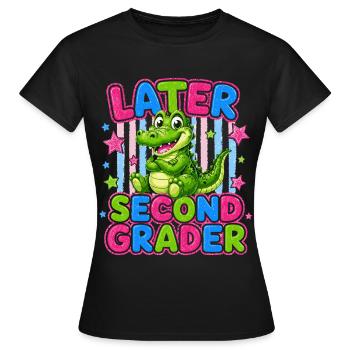 Au Revoir Le CE1 Bonjour Le CE2 | Crocodile Mignon - T-shirt Femme - noir - Devant - AI Model Female 172 dark (172cm)