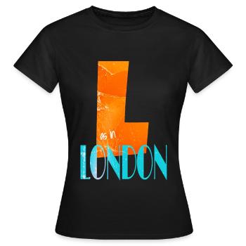L for London in retro style - Women's T-Shirt - black - Front - AI Model Female 172 dark (172cm)