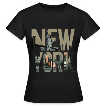 New York Freiheitsstatue - Frauen T-Shirt - Schwarz - Vorne - AI Model Female 172 dark (172cm)