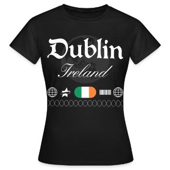 Streetwear-Reisedesign für Dublin in Irland: Oldsc - Frauen T-Shirt - Schwarz - Vorne - AI Model Female 172 dark (172cm)
