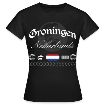 Groningen Niederlande Streetwear Reise Souvenir - Frauen T-Shirt - Schwarz - Vorne - AI Model Female 172 dark (172cm)