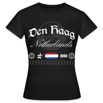 Den Haag Niederlande Streetwear Reise Souvenir - Frauen T-Shirt - Schwarz - Vorne - AI Model Female 172 dark (172cm)
