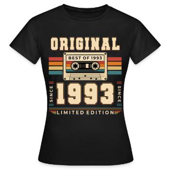 33rd Birthday Gift Man Cassette Best of 1993 - Women's T-Shirt - black - Front - AI Model Female 172 dark (172cm)