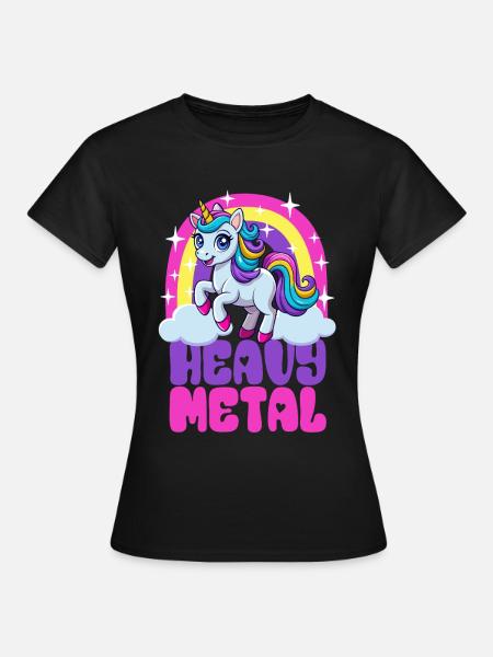 Einhorn Heavy Metal - Spruch - Frauen T-Shirt - Schwarz