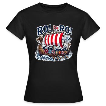 Ro Ro Norway Viking Ship Football Norwegian Fan - Women's T-Shirt - black - Front - AI Model Female 172 dark (172cm)