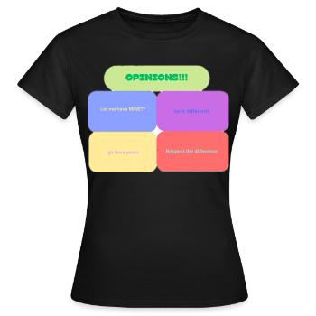 Opinions! Colorful Blocks - Women's T-Shirt - black - Front - AI Model Female 172 dark (172cm)