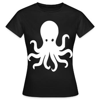 Silhouette minimaliste de pieuvre - T-shirt Femme - noir - Devant - AI Model Female 172 dark (172cm)