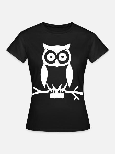 WaldEule Silhouette auf Ast - Frauen T-Shirt - Schwarz