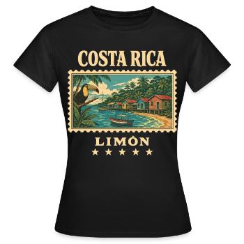Costa Rica Limón Vintage Reisemarke - Frauen T-Shirt - Schwarz - Vorne - AI Model Female 172 dark (172cm)