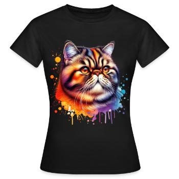 Exotische Kurzhaarkatze Motiv - Frauen T-Shirt - Schwarz - Vorne - AI Model Female 172 dark (172cm)