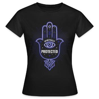 Symbole sacré protégé spirituellement de la spiritualité - T-shirt Femme - noir - Devant - AI Model Female 172 dark (172cm)