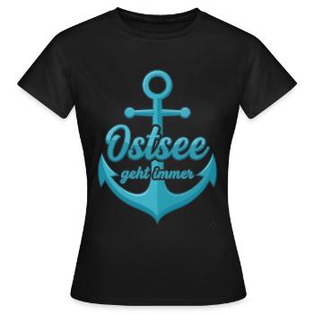 Ostsee geht immer mit Schiff Anker  - Frauen T-Shirt - Schwarz - Vorne - AI Model Female 172 dark (172cm)