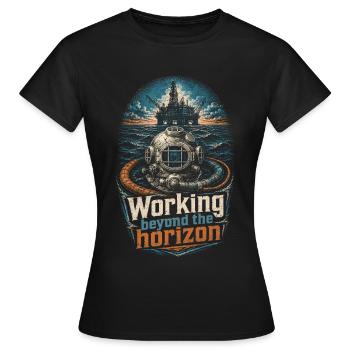 Travailleurs des eaux profondes travaillant au-delà de l’horizon - T-shirt Femme - noir - Devant - AI Model Female 172 dark (172cm)
