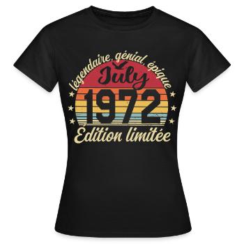 Anniversaire Juillet 1972 Vintage Cadeau - T-shirt Femme - noir - Devant - AI Model Female 172 dark (172cm)