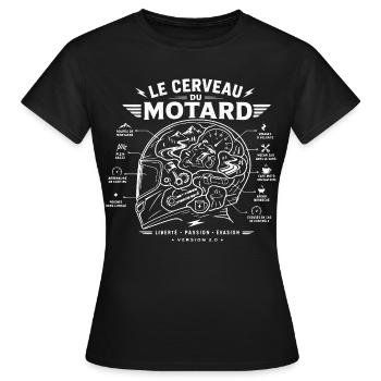 Le Cerveau du Motard Vintage - T-shirt Femme - noir - Devant - AI Model Female 172 dark (172cm)