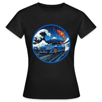 Wave Legend — JDM Icon rencontre la Grande Vague - T-shirt Femme - noir - Devant - AI Model Female 172 dark (172cm)