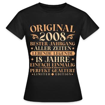 Original 2008 Jahrgang geboren 18. Geburtstag - Frauen T-Shirt - Schwarz - Vorne - AI Model Female 172 dark (172cm)
