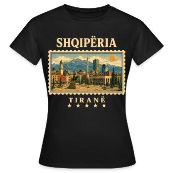 Albanien Tirana Vintage Reisemarke - Frauen T-Shirt - Schwarz - Vorne - AI Model Female 172 dark (172cm)