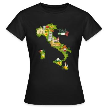 Maglietta Italia Vintage Mappa d'Italia con Tee - Women's T-Shirt - black - Front - AI Model Female 172 dark (172cm)