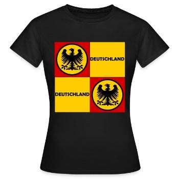 Deutschland Quadrat Wappen - Frauen T-Shirt - Schwarz - Vorne - AI Model Female 172 dark (172cm)