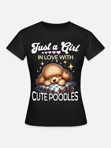 Pudel Mädchen - Frauen T-Shirt - Schwarz