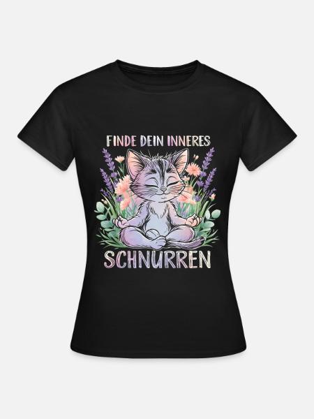 Yoga Katze Inneres Schnurren Namaste - Frauen T-Shirt - Schwarz