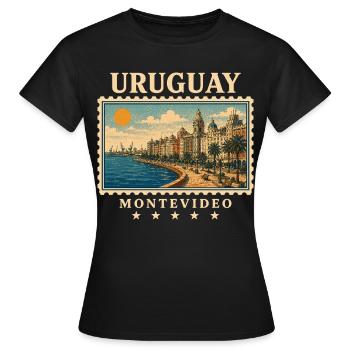Uruguay Montevideo Vintage Reisemarke - Frauen T-Shirt - Schwarz - Vorne - AI Model Female 172 dark (172cm)