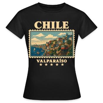 Chile Valparaíso Vintage Reisemarke - Frauen T-Shirt - Schwarz - Vorne - AI Model Female 172 dark (172cm)