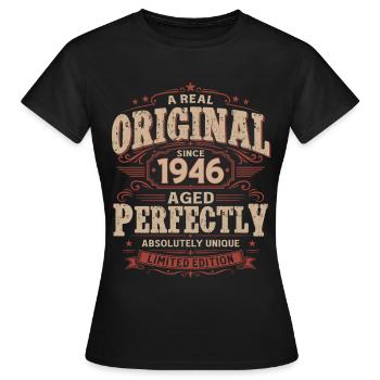 80th Birthday Gift Husband Original Vintage 1946 - Women's T-Shirt - black - Front - AI Model Female 172 dark (172cm)