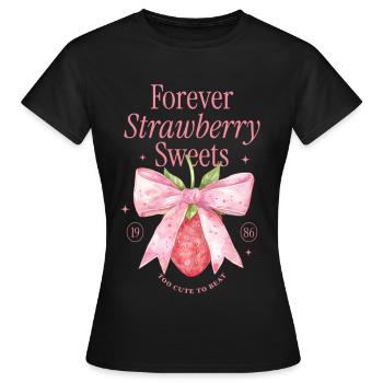 Coquette Bow fraise millésime - T-shirt Femme - noir - Devant - AI Model Female 172 dark (172cm)