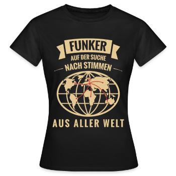 Funker – Auf der Suche nach Stimmen aus aller Welt - Frauen T-Shirt - Schwarz - Vorne - AI Model Female 172 dark (172cm)