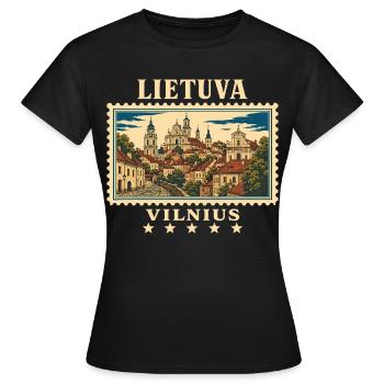Litauen Vilnius Vintage Reisemarke - Frauen T-Shirt - Schwarz - Vorne - AI Model Female 172 dark (172cm)
