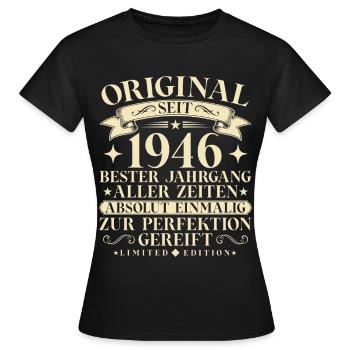 Vintage 1946 Jahrgang Geburtstag Retro - Frauen T-Shirt - Schwarz - Vorne - AI Model Female 172 dark (172cm)