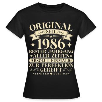 Vintage 1986 Jahrgang Geburtstag Retro - Frauen T-Shirt - Schwarz - Vorne - AI Model Female 172 dark (172cm)