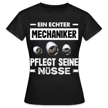 Ein Echter Mechaniker Pflegt Seine Nüsse Kfz Auto - Frauen T-Shirt - Schwarz - Vorne - AI Model Female 172 dark (172cm)