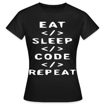 Eat Sleep Code Repeat T-Shirt - Women's T-Shirt - black - Front - AI Model Female 172 dark (172cm)