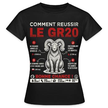 GR20 Finisher cadeau drole randonnée Corse - T-shirt Femme - noir - Devant - AI Model Female 172 dark (172cm)